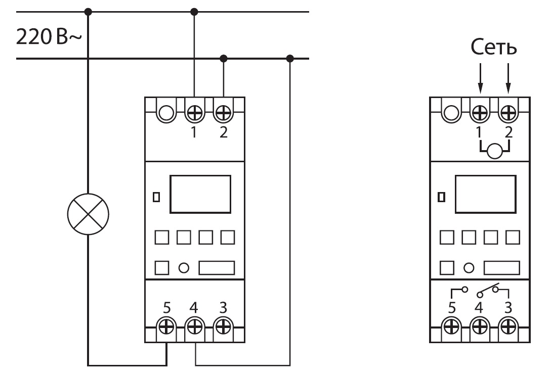 Схема подключения реле времени с пускателем для освещения